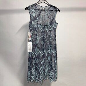 Kay Unger Mint Green and Black Lace Dress with Keyhole Back